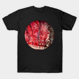 Piano Keyboard with rose and notes T-Shirt